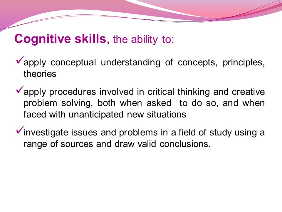 Cognitive skills used in critical thinking